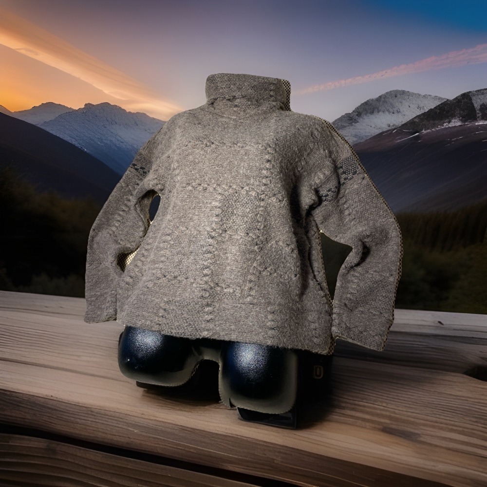 Prana Knit Sweater Women's M‎ Pockets Gray Turtleneck Long Sleeve Wool Blend